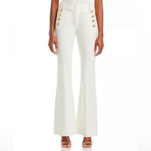 Derek Lam 10 Crosby White Flare Pants with Gold Buttons Sz 10